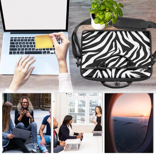Funda para laptop de 15 pulgadas con estampado rayado Zebra miniatura 6