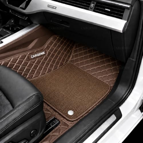 Image of 7D Car Floor Mats for Maruti S-Cross 2017-2020 | Coffee | Waterproof | Anti-Slip | PU Leather | Full Coverage | All Weather | Custom Fitted 7D Car Foot Mats