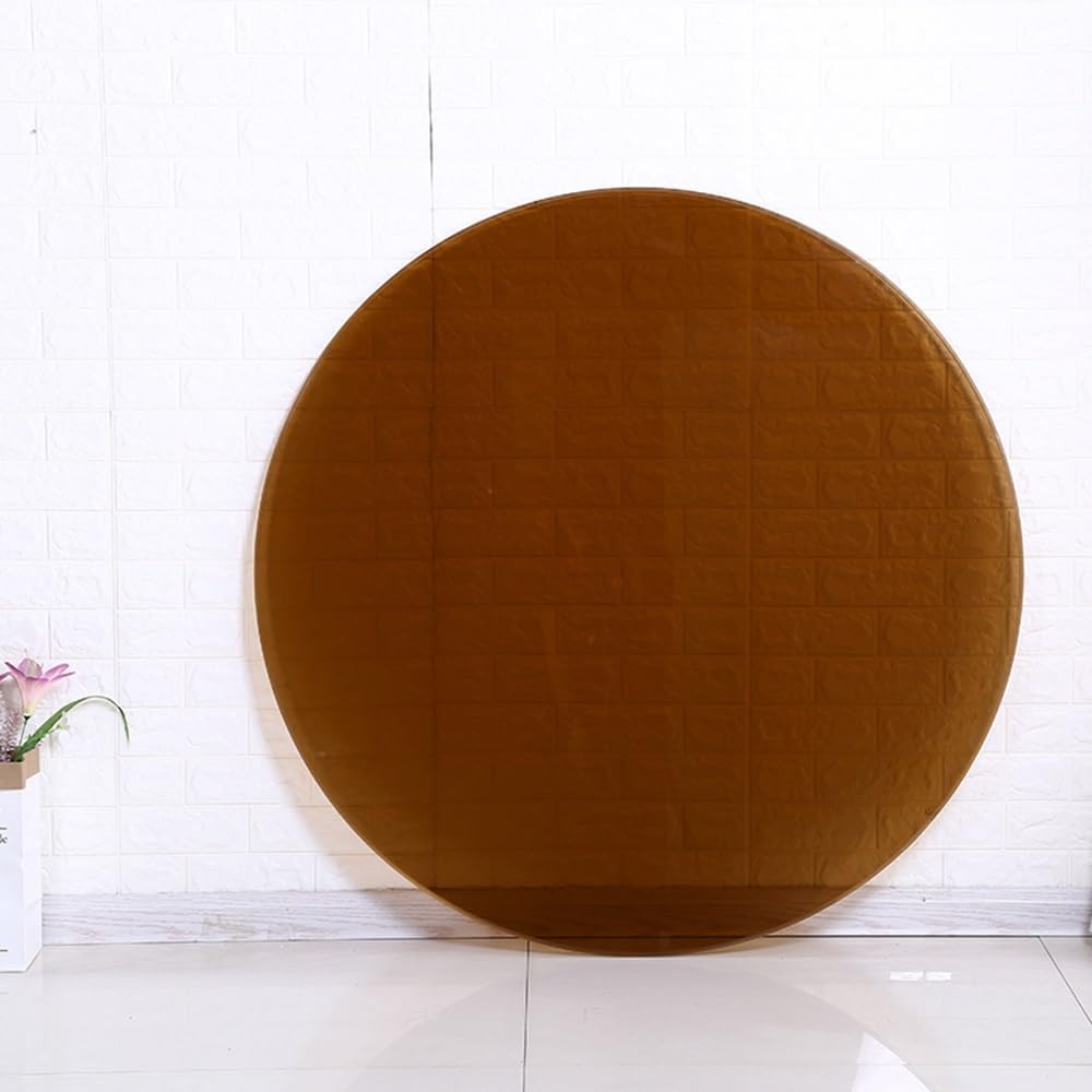 Table Top Glass Cover Brown Round Tempered Glass Tabletop Coffee Tables Replacement Top for Patio Table, High Temperature Resistant(90cm-35.4in)