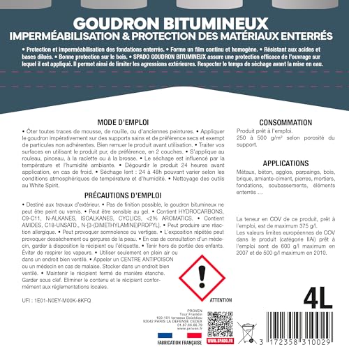 Goudron bitumineux Spado 4L pour étanchéité des surfaces - 5