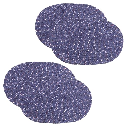 Image of Kuber Industries Cotton Oval Door Mat for Porch /Kitchen /Bathroom /Laundry RoomPack of 4 (Blue) 54KM3959
