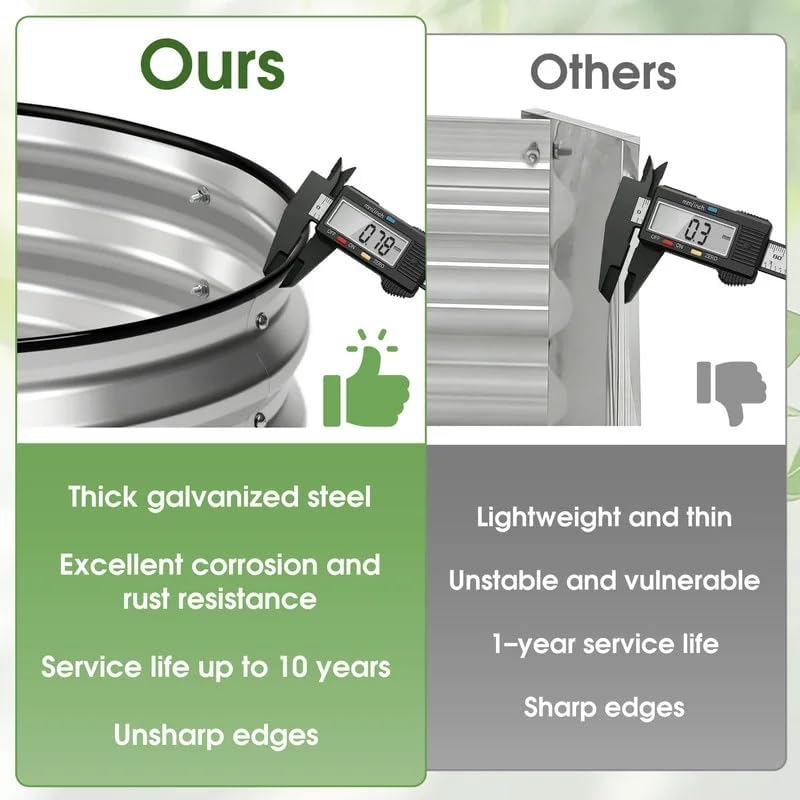 Galvanized Metal Raised Garden Bed 6x3x1ft, Oval Planter Box Outdoor, Large Silver Garden Bed for Vegetables Flowers, Heavy Duty Rust Resistant Elevated Planting Bed for Backyard Patio