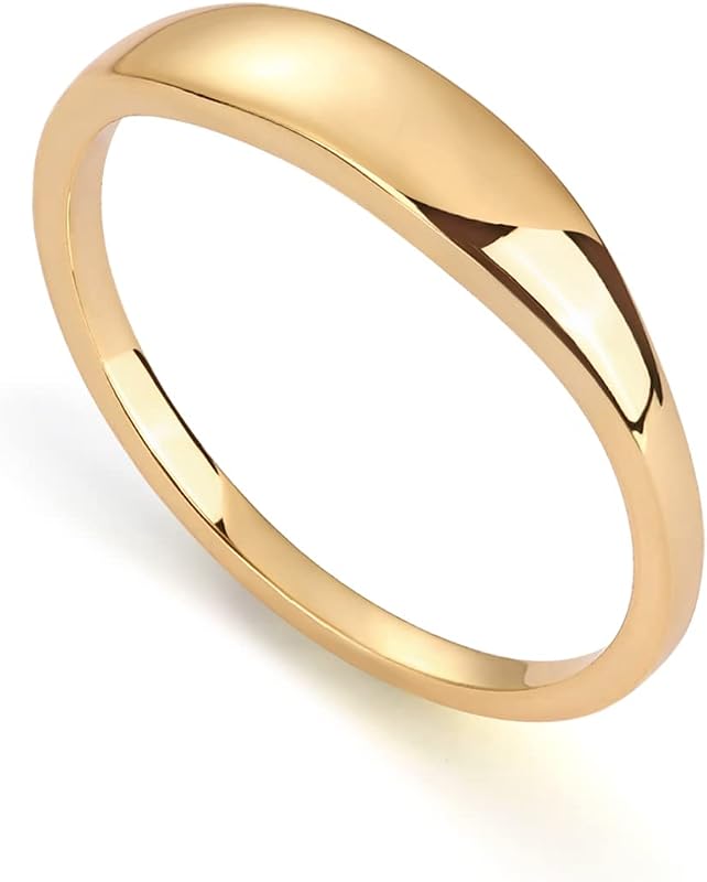 PAVOI 14K Gold Plated Chunky Signet Ring for Women | Women's Stackable Bands