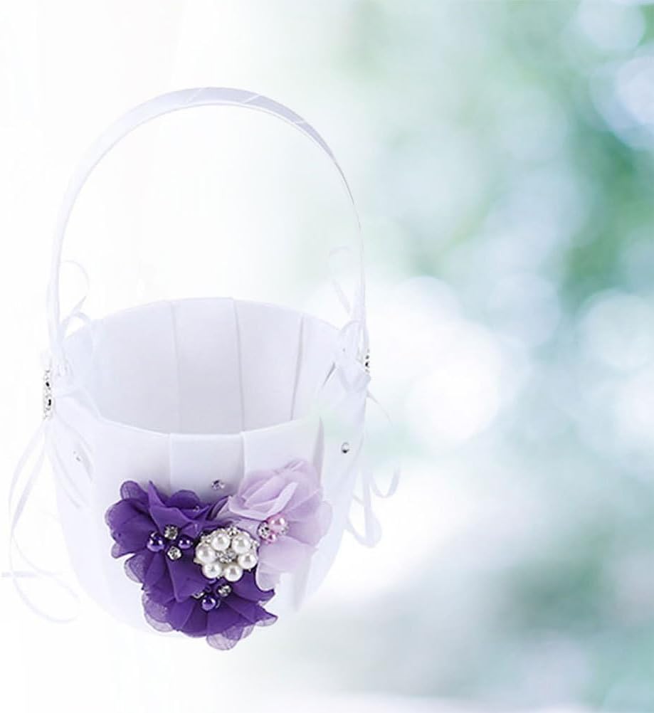 jojofuny Wedding Flower Girl Basket for Ceremony Party Decoration Bridal Petals Holder Basket for Matrimony Processions 4.7X4.7X8.6 Inches