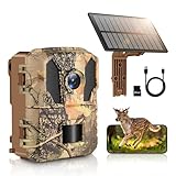 MYPIN Wildkamera 4K 64MP, Solar WLAN Jagdkamera mit Nachtsicht, 5000mAh Akku, IP66 Wasserdicht, Bewegungssensor, 64GB Speicherkarte