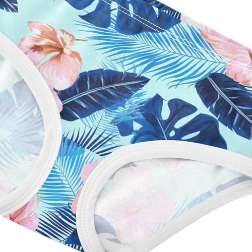 Joisal Bright Toddler Girls Underwear 2t Cotton Little Girl Panties Colorful Tropical Flowers Blue Leaves Briefs Girls Undies4