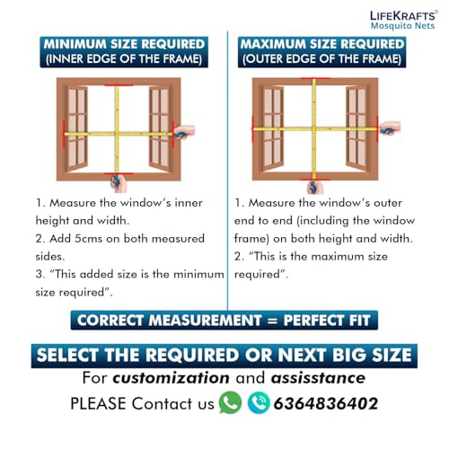 Image of LifeKrafts Customizable Pre-Stitched Polyester Window Mosquito Net | 80 GSM Readymade with Self-Adhesive Hook Tape| Fits All Window Types | Size 60x150cm /24x59 Inches /1.97x4.92 Feet(Color-Black)