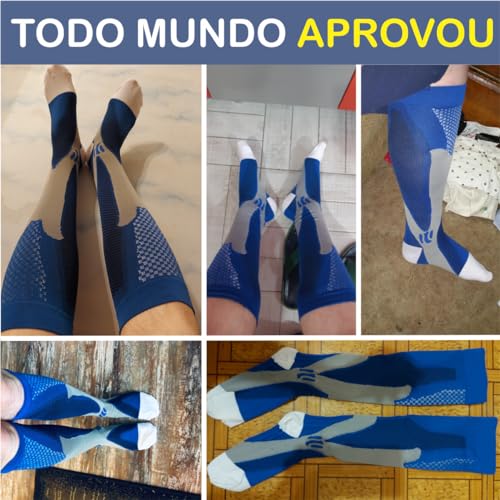Par de Meia Cano Longo ¾ Ergo Premium Algodao Adulto (BR, Numérico, 35, 40, Azul)