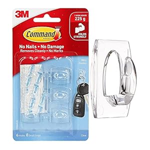 3M Command Haken transparant kunststof 6 Haak/8 S maatbanden, helder