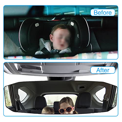Ajxn 12" Large Rear View Mirror, Anti-Glare Panoramic Rearview Mirror, Universal Wide Angle Rear View Mirror, Interior Clip On Rear View Mirror For Car Suv Trucks (12” L X 3.5” H) Convex Curve 300Mm #TOP4