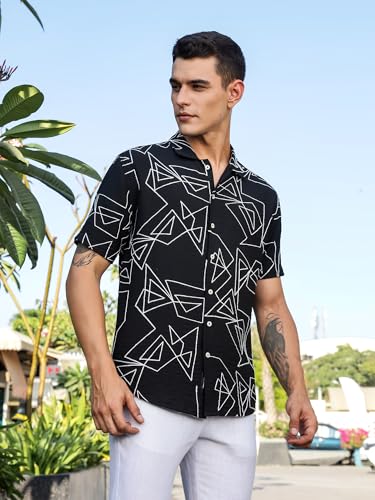Image of Thomas Scott Mens | Half Sleeve | Embroidered Printed | Regular Fit | 100% Cotton | Casual Shirts