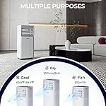 COSTWAY Portable Air Conditioner, 10000 BTU AC Cooling for Room Spaces up to 350sq.ft, with Remote Control, 24H Timer & Window Venting Kit, with Sleep Mode, Suitable for Bedroom, Living Room, Black - Image 3