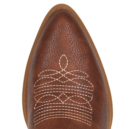 Image of IXU Cowboy Boots for Women Ankle Cowgirl Booties Wide Mid Calf Pointed Toe Western Boots Short Chunky Classic Booties