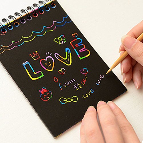 GOLD LEAF Latest 2018 Do It Yourself (DIY) Rainbow Art Scratch Paper Book Sheets with Stylus, 10 Pages (Pack of 6)