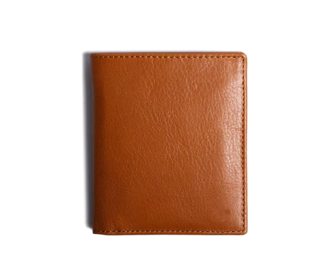 Contacts Slim Leather Bifold Zip Wallet with RFID Protection for Men & Women (Tan)