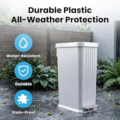 Image of iTouchless 13.2 Gallon / 50 Liter Dog Poop Trash Can with Lid & AbsorbX Odor Filter, Indoor & Outdoor Rust-Proof Pet Waste Bin, Soft-Close Step Pedal, Large Capacity Recycle Bin, Matte Soft Gray