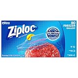 Ziploc Gallon Food Storage Freezer Bags, Grip 'n Seal Technology for Easier Grip, Open, and Close, 80 Count