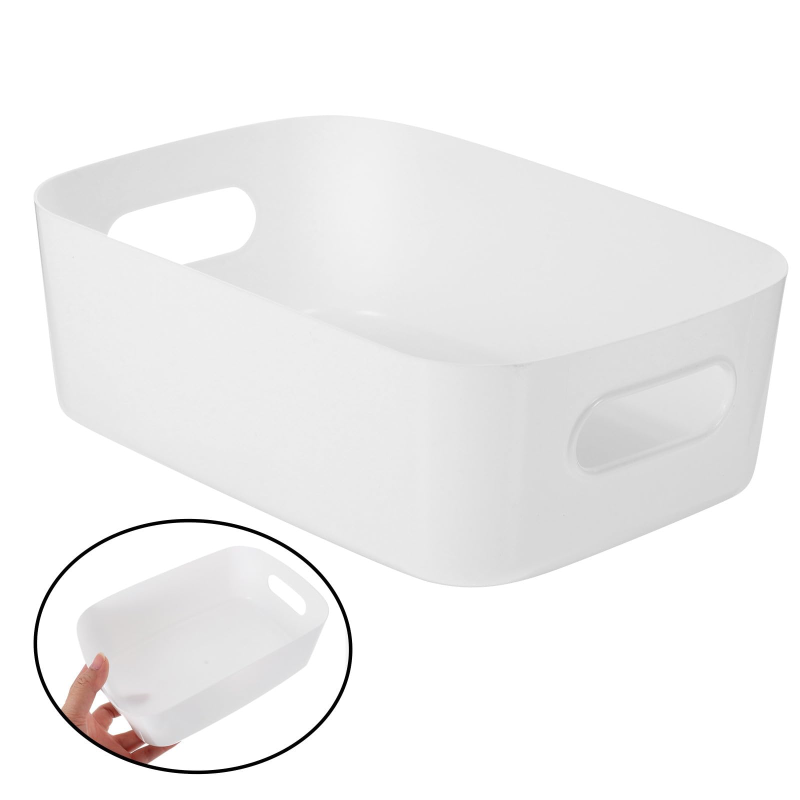 Hemobllo Cestas de Almacenamiento Multiusos de Plástico Blanco para Baño y Armario, 6 Unidades Portátiles de Material Abs Asas Recortadas
