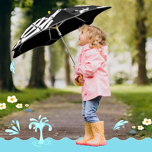 Paraguas de lluvia para niños Tête De Mort antiviento con mango de gancho 7