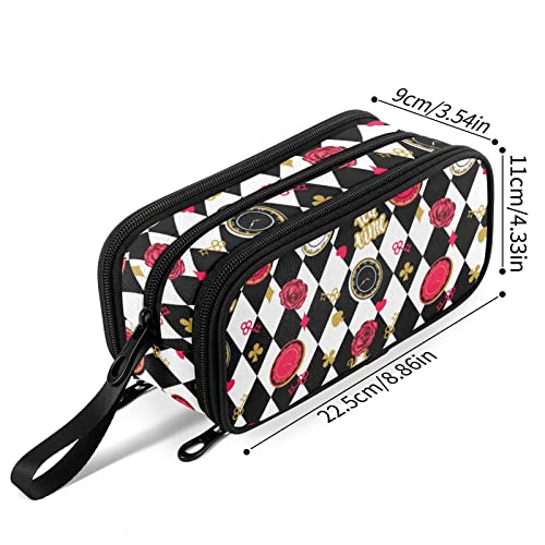Image of Fustylead Alice Chess Board Pen Pencil Case with Zipper Makeup Pouch Cosmetics Bag Multi-Purpose Travel Bag Office Organizer Box for Boys Girls Teens