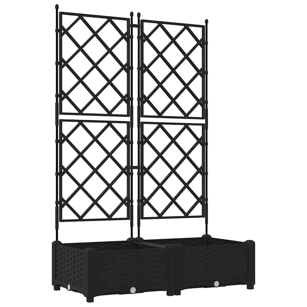 vidaXL Vaso da Giardino 2 PCS Nero 80 x 40 x 125,5 cm Plastica, Vaso Moderno e Resistente per Giardino e terrazzo, Elegante Contenitore in plastica, Decorazione Outdoor