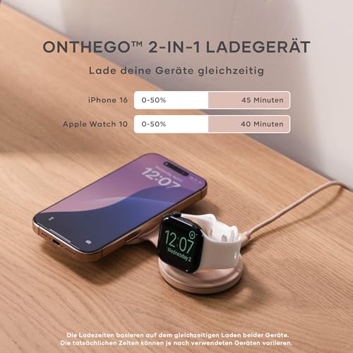 SATECHI OntheGo 2-in-1 Faltbares Kabelloses Ladegerät, Qi2 15W, Desert Rose – Ansicht 3
