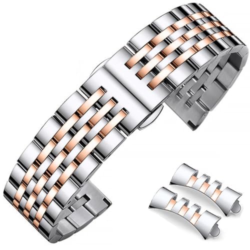 Image of Stainless Steel Watch Band Straight & Curved End 14mm 16mm 18mm 19mm 20mm 21mm 22mm 23mm 24mm Premium Polished Metal Watch Band Bracelet Universal Smartwatch Replacement Strap Men Women