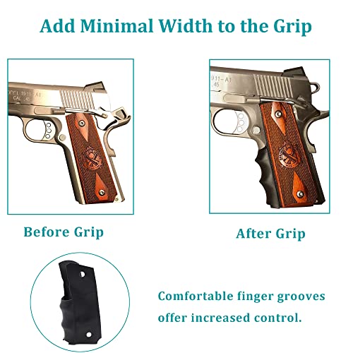 Zoekim 1911 Grips Rubber Grip Glove Sleeve For 1911 Full Size Commander & Government Model Black (2 Pack) #TOP4