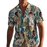 Camisa Hawaiana Personalizada con Cara para Hombre y Mujer, Divertidas Camisas Hawaianas Personalizadas para Hombre, con Botones y Foto, Manga Corta, Camisetas de Flamenco Tropical, Regalos