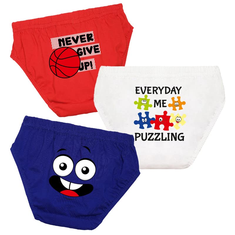 Image of Nusyl Boys Cotton Briefs for Kids | Face Print Underwear Innerwear | Soft Breathable Fabric | Comfortable Fit | 3-14 Years | Multiple Colors & Packs