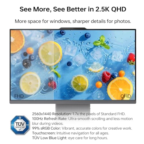 Image of Lenovo IdeaCentre AIO Gen 9 27 inch QHD 2.5K+ 100Hz Touchscreen All-in-One Desktop, 8-Core i5-13420H, 16GB DDR5, 1TB SSD, Webcam, Wireless KB & M, Win11 Home, Bundle with ADATA 64GB USB Flash Drive