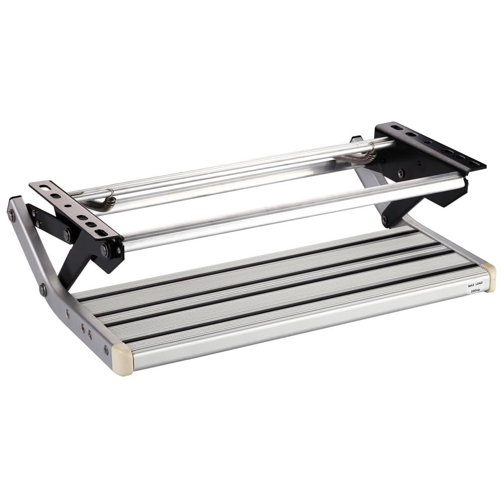 GEARFLAG Manual RV Step – Folding Aluminum Entry Step with Anti-Slip Surface, 440 lbs Capacity – for Camper, Trailer, Motorhome