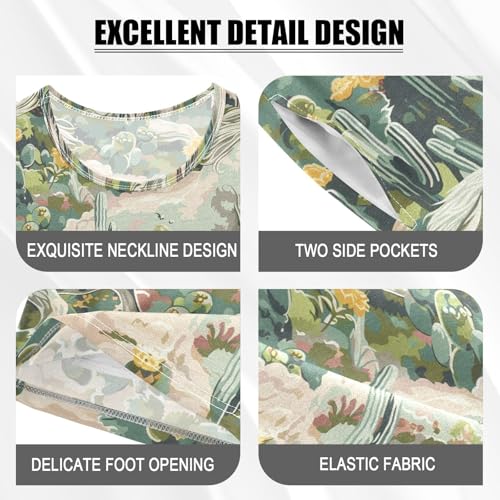 ALAZA Cactus Horse Pajama Set Short Sleeve Sleepwear Soft Lounge Nightwear4