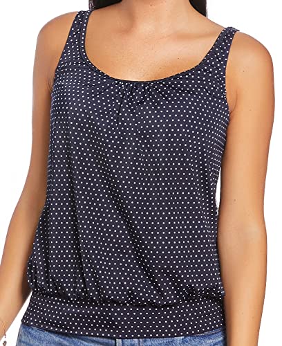 Octopus Damen MIXKINI Tankini. Das Bauchweg Figurwunder von der Insel Rügen zum selber Mixen f5690 Farbe: Oberteil Blau Weiss gepunktet G(1090) OT, Gr. 52