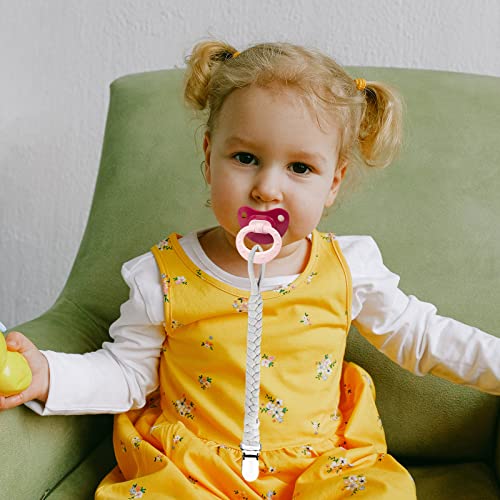Image of Braided Pacifier Clip for Boys & Baby Girl, Binky Clips Pacifier Holder 100% Handmade Teething Straps Unisex Design