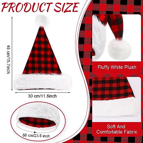 Image of Vicenpal 20 Pcs Santa Hats Bulk Plush Christmas Hats for Adults Women Men Holiday Party Costume(Red, Black)