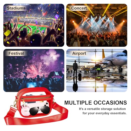 Image of Fibrdoo Clear Bag Stadium Approved, Leather Clear Crossbody Purse Bag for Concerts Sports Events Festivals