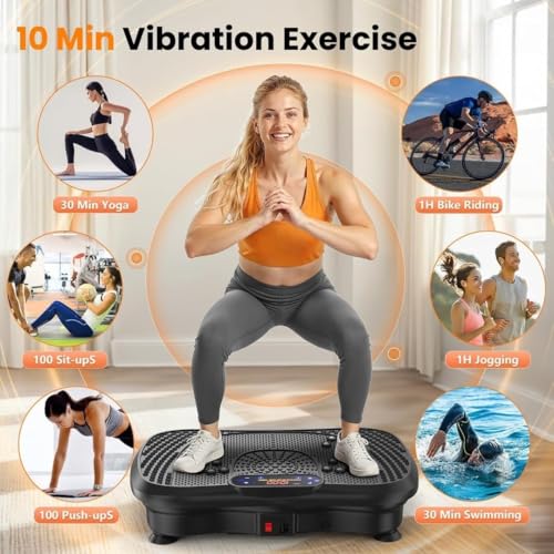 Image of RK Prime Vibration Plate Exercise Machine for Lymphatic Drainage & Weight Loss - 180 Speed Levels, 450kg Capacity, Resistance Bands & Remote | Full Body Workout | Muscle Toning | Home Gym