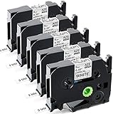 5er Packung Schriftbandkassette für Brother P-touch Tze-221 (TZ-221) | Farbe: schwarz auf weiß | Maße: 9 mm x 8 m | Typ: standard laminiert