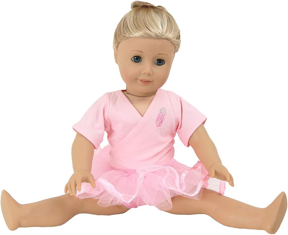 FRILLY LILY PINK LYCRA TUTU AND BALLET WRAP SET FOR 14-18 INS[35-45CM DOLLS[ DOLL AND SHOES NOT INCLUDED]To fit dolls such as American Girl,Baby Born,Hannah by Gotz,DesignaFriend DolL,Kidz and Cats,Precious Day Doll,Happy Kidz and many more dolls of this height