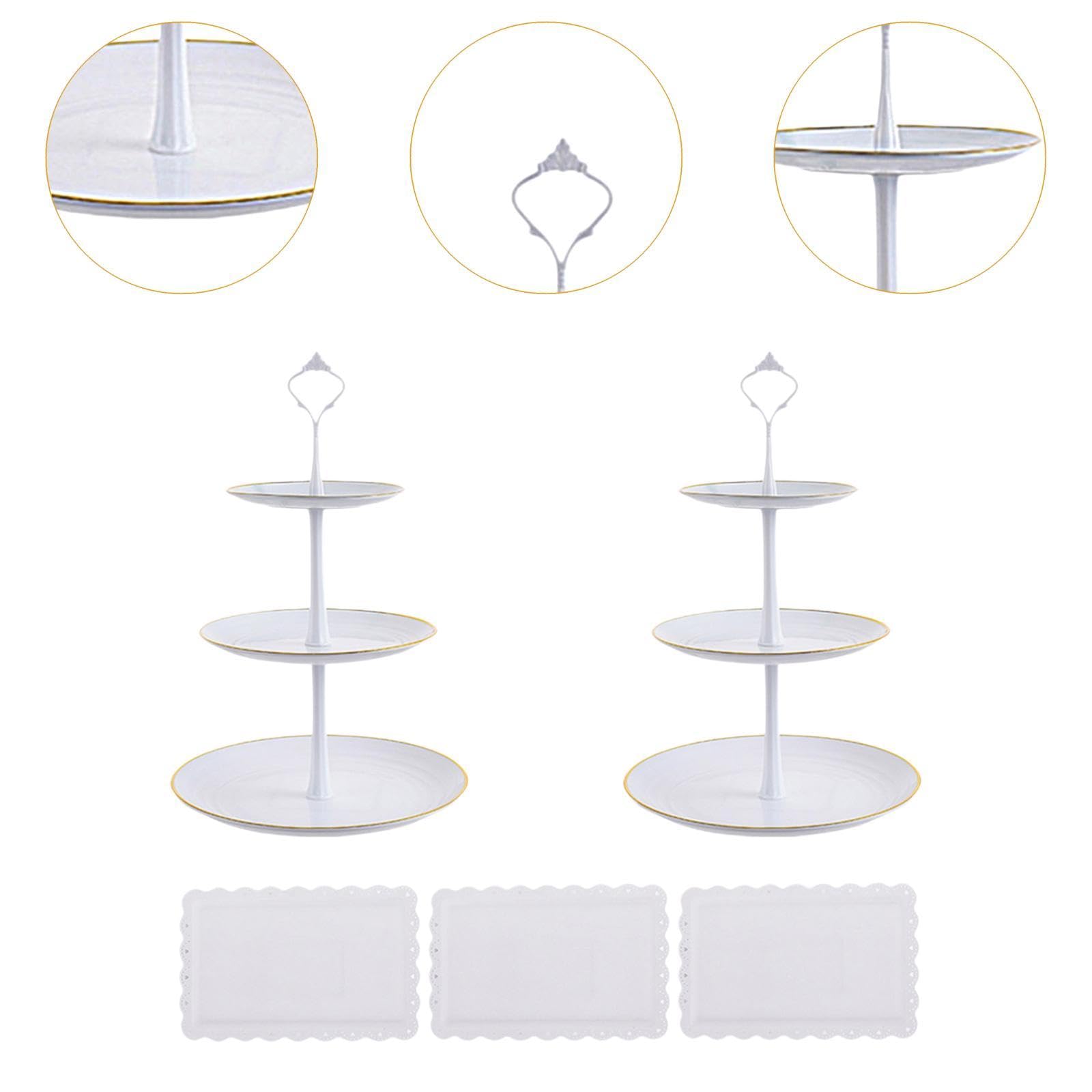 MagiDeal 2 Soportes para Cupcakes 3 Niveles, Soportes Servicio escalonados con 3 bandejas Blancas, Mesa Decorativos, estantes exhibición para, Style C