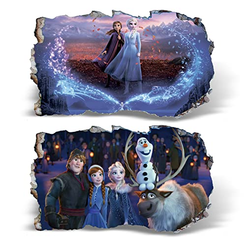 2Pcs Die Eiskönigin Frozen Wandtattoo 3D Effekt XXL Anna und Elsa...