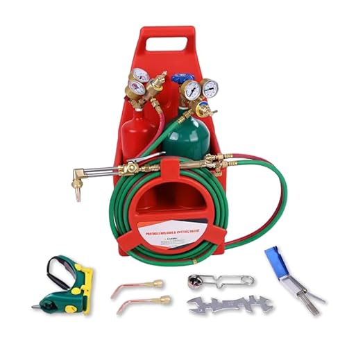 curfair Oxy Acetylene Torch Kit, Torch Set with Cutting Torches, Oxygen Acetylene Cutting Brazing Welding Torch Kit with Oxy Acetylene Tanks, Regulators & Hoses A
