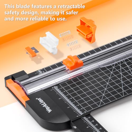 WORKLION Paper Cutter - A4 Paper Craft Cutter with Security Blade for Cut Gift Card, Coupon, Label, Cardstock, Photo, 12 inch Black Office Paper Trimmer image 5