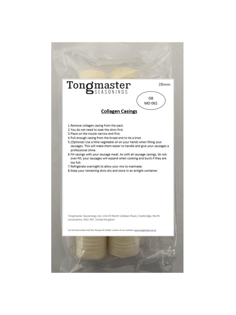 2 Pack of Collagen Sausage Casing Skins (28mm Diameter)
