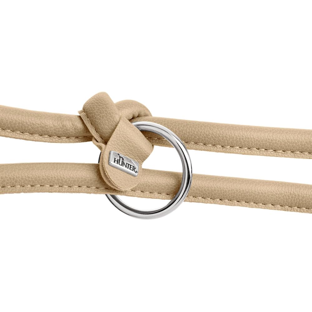 HUNTER Amalfi Adjustable Dog Lead Round Beige Vegan Faux Leather Nappa Look Adjustable to 3 Different Positions Soft Easy Care Brilliant Colour Made in Germany Size: 10/200 - Image 3