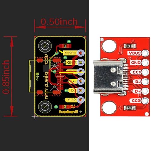 USB C Breakout Board Serial Breakout Anschluss Weiblich Konvertierungskarte,USB Typ C Buchse PCB Platine (10)