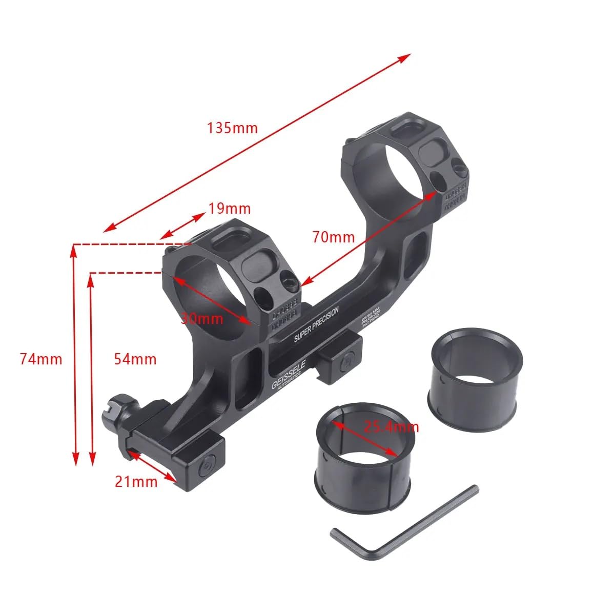 Montura Alta Super Precision para Visores 25.4mm 30mm Aluminio 1.93 Pulgadas Picatinny Negro Mate Airsoft