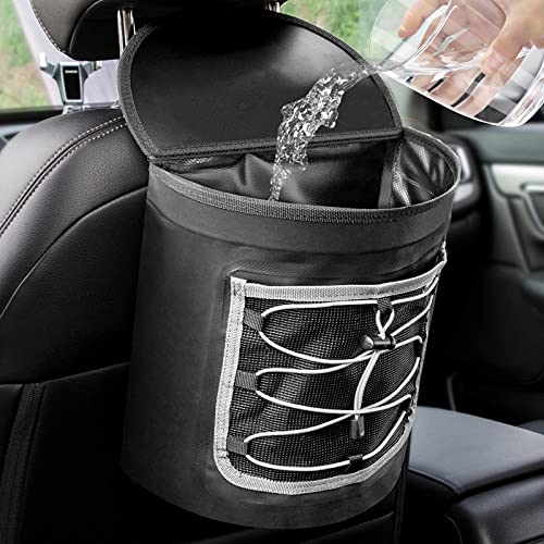Marksign Hanging Car Trash Can Garbage Bag with Lid,100% Leak-Proof Waterproof Odor Proof Portable Automotive Garbage Cans Car Trash Bin Container