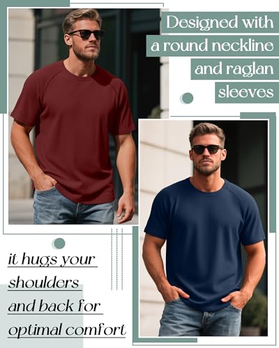 Riyiper 3 Pack Men's Big and Tall Ribbed Knit T-Shirts XL-5XL Summer Textured Casual Short Sleeve Tops Crew Neck Basic Tee3